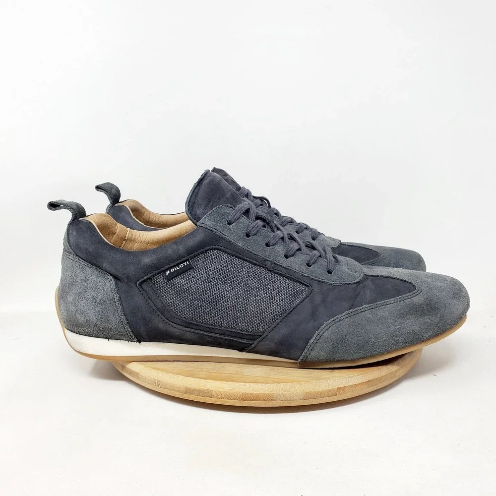 Piloti Endurance Shoes Mens 10.5 Grey Suede Leather Le Mans Driving Sneaker